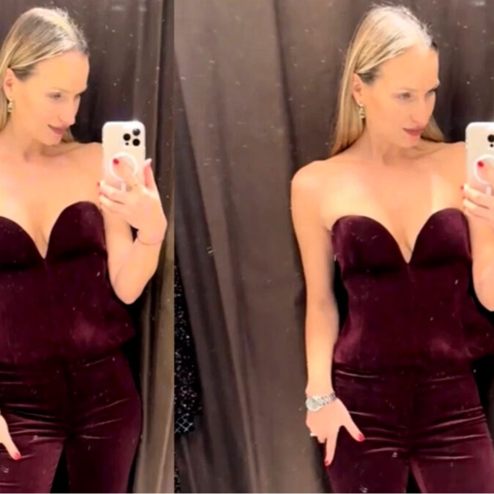 Zara Burgundy Strapless Structured Corset Top